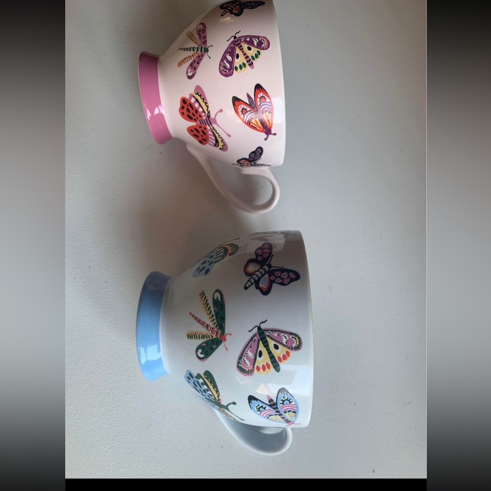 David’s tea iridescent mug set pink blue dragon fly